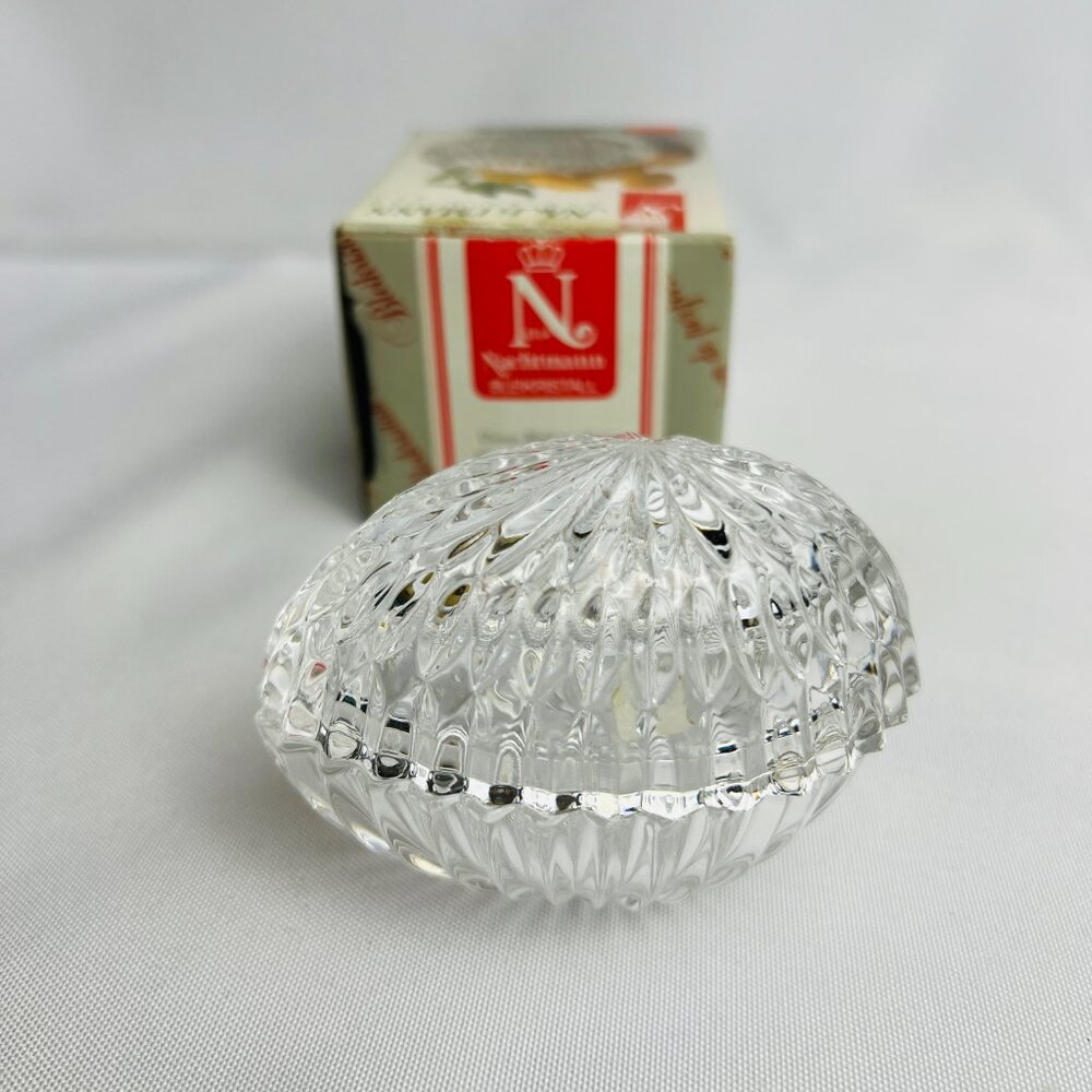 Crystal Lidded Egg Nachtmann Bleikristall Vintage Paperweight w/Box W Germany 5”